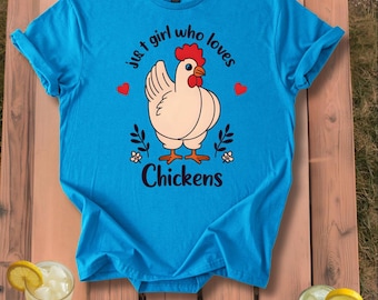 Nur ein Mädchen, das Hühner T-Shirt Blumen Herz Huhn Geschenk T-Shirt liebt