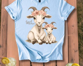 Goat Mama mama and baby goat T-Shirt | Mama Goat Design Mom Gift