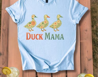 Floral Enten Mama T-Shirt | Drei Blumenmuster Enten