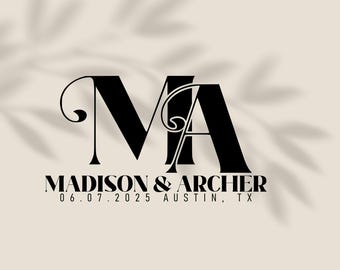 Custom Wedding Logo Design: Couple Initials Monogram (Digital Download)