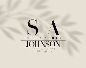 Diseño de logotipo de boda personalizado: Monograma de pareja moderno (Descarga digital)