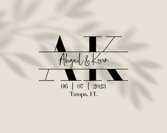 Custom Wedding Monogram Logo Design: Modern Couple Initials (Digital Download)