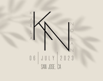 Diseño de logotipo de boda personalizado: Monograma de pareja moderno (Descarga digital)