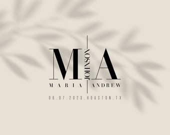 Diseño de logotipo de boda personalizado: Monograma de pareja moderno (Descarga digital)