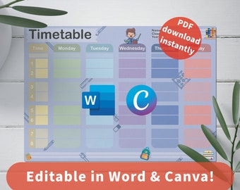 Timetable - Kid-Friendly, Neatly Designed A4 Printable PDF