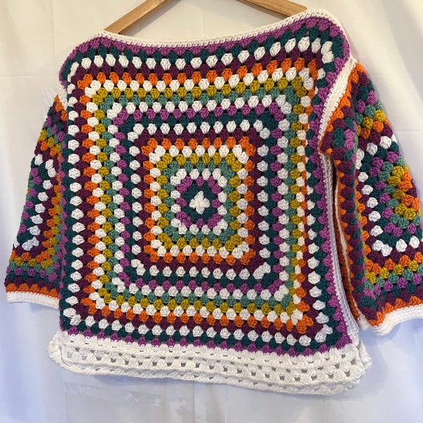 Crochet jumper granny square design, fully handmade, custom colours and sizes available