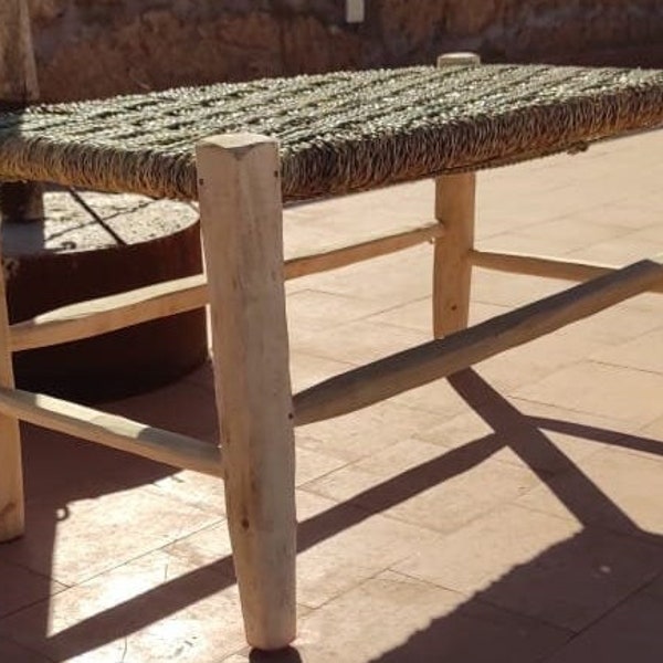 Moroccan wood bench and cross braiding