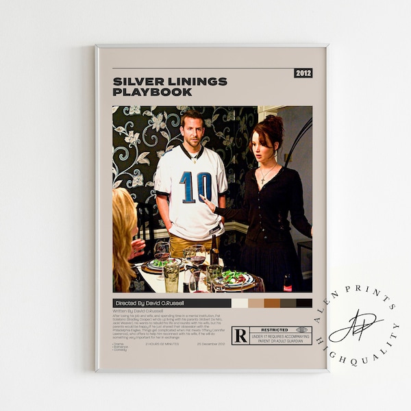 Silver Linings Playbook Poster ,David O. Russell, Minimalist Movie Poster, Vintage Retro Art Print, Wall Art Print, Home decor,Mid century