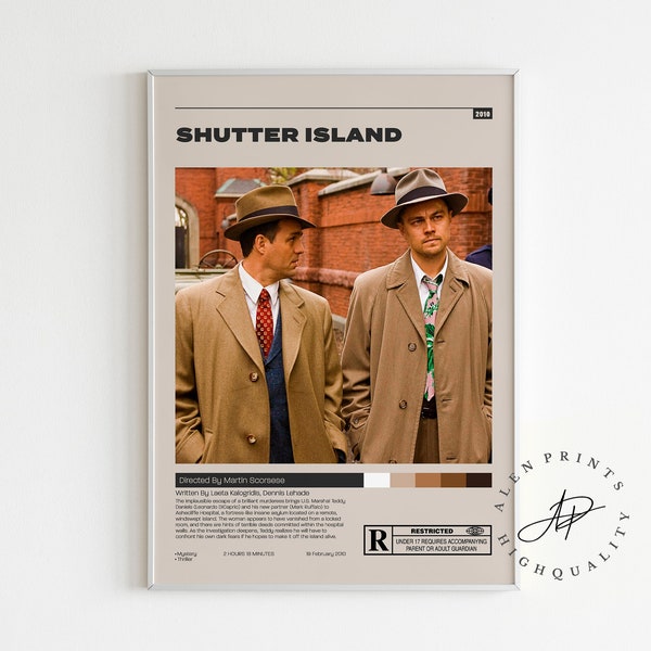 Shutter Island Poster ,  Martin Scorsese , Minimalist Movie Poster, Vintage Retro Art Print, Wall Art Print, Mid century modern, Home Decor