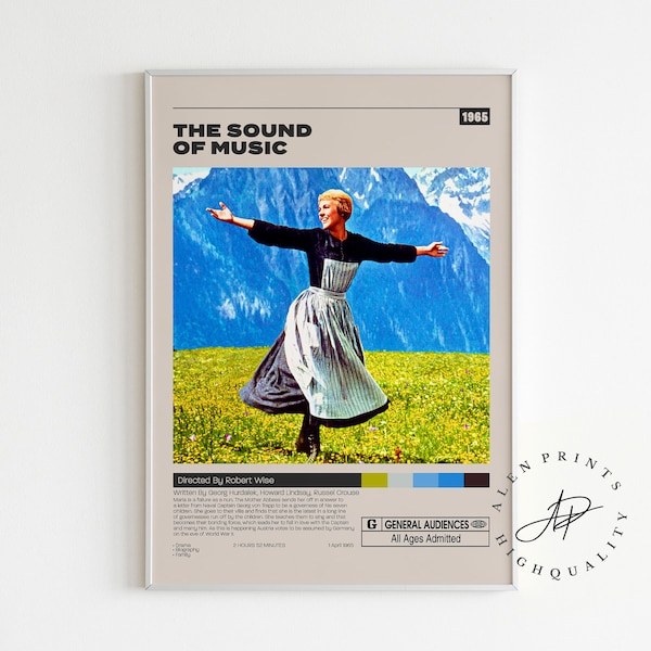 The Sound of Music Poster, Robert Wise, Minimalist Movie Poster, Vintage Retro Art Print, Wall Art Print, Mid century modern, Home Decor