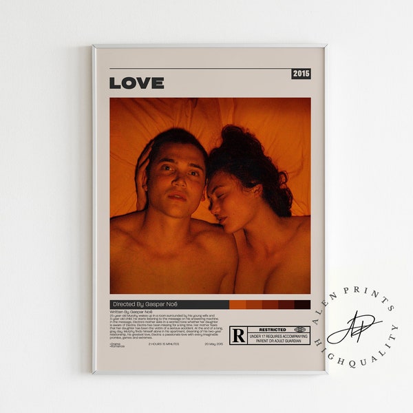 Love, Gaspar Noe, Minimalist Movie Poster, Vintage Retro Art Print, Wall Art Print, Mid century modern, Home Decor, Custom Poster