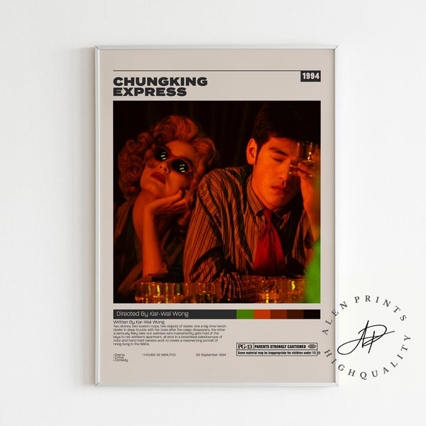 Chungking Express, Kar-Wai Wong, Cartel de película minimalista, Impresión de arte retro vintage, Impresión de arte de pared, Decoración del hogar, Moderno de mediados de siglo