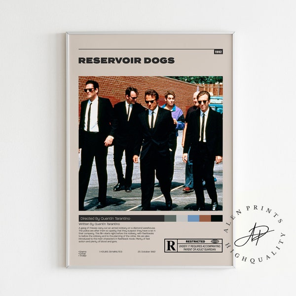 Reservoir Dogs Poster, Quentin Tarantino , Minimalist Movie Poster, Vintage Retro Art Print, Wall Art Print, Mid century modern, Home Decor