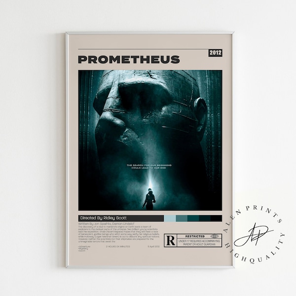 Prometheus Poster, Ridley Scott, Minimalist Movie Poster, Vintage Retro Art Print, Wall Art Print, Mid century modern, Home Decor