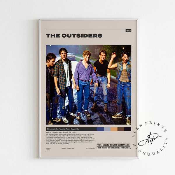 The Outsiders Poster, Francis Coppola, Minimalist Movie Poster, Vintage Retro Art Print, Wall Art Print, Mid century modern, Home Decor