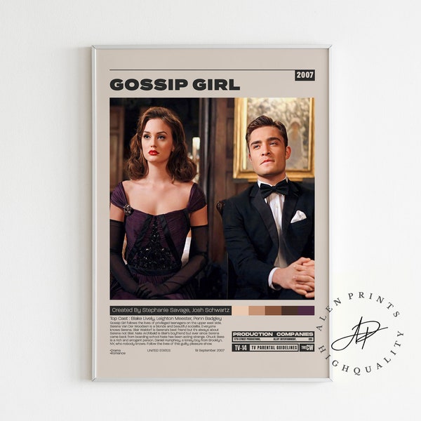 Gossip Girl Poster, Stephanie Savage, Minimalist Tv Series, Vintage Retro Art Print, Mid century modern, Tv Series Poster, Tv Show Poster