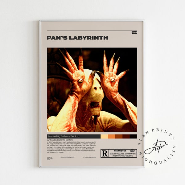 Pan's Labyrinth Poster, Guillermo del Toro, Minimalist Movie Poster, Vintage Retro Art Print, Wall Art Print, Home decor, Mid century modern