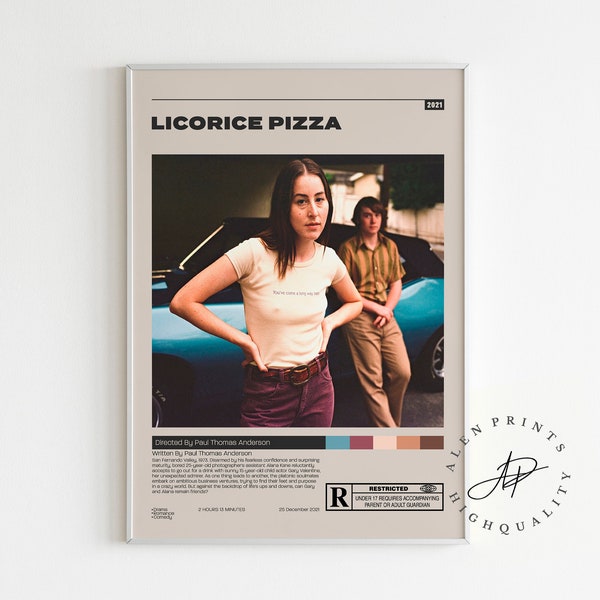 Licorice Pizza, Paul Thomas Anderson, Minimalist Movie Poster, Vintage Retro Art Print, Wall Art Print, Mid century modern, Home Decor