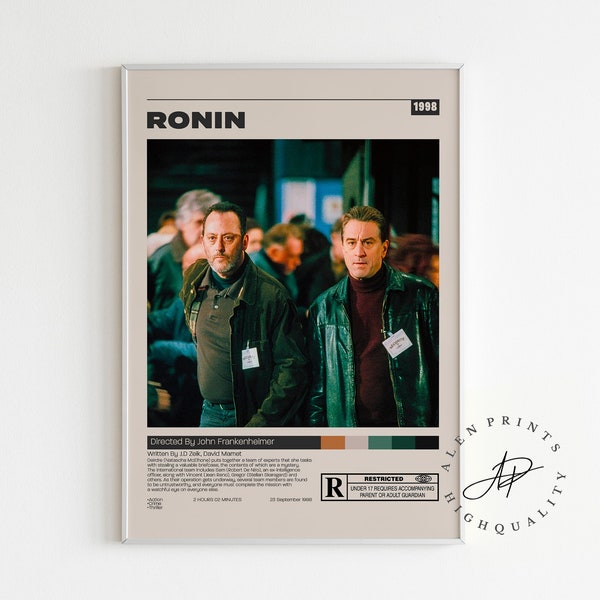 Ronin Poster , John Frankenheimer , Minimalist Movie Poster, Vintage Retro Art Print, Wall Art Print, Mid century modern, Home Decor