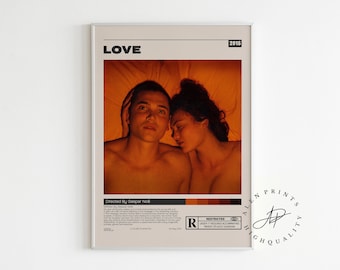 Liefde, Gaspar Noe, minimalistische filmposter, vintage retro art print, wall art print, midden eeuw modern, decor van het huis, aangepaste poster