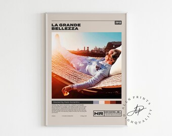 La grande bellezza, Paolo Sorrentino, Cartel de película minimalista, Impresión de arte retro vintage, Impresión de arte de pared, Decoración del hogar, Moderno de mediados de siglo