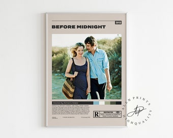 Before Midnight, Richard Linklater, Minimalist Movie Poster, Vintage Retro Art Print, Wall Art Print, Mid century modern, Home Decor