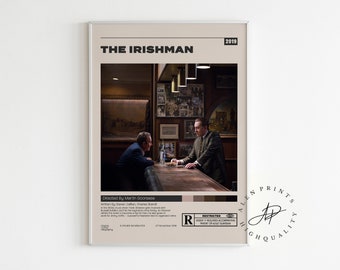 The Irishman Poster, Al Pacino, Minimalist Movie Poster, Vintage Retro Art Print, Wall Art Print, Home decor, Mid century modern