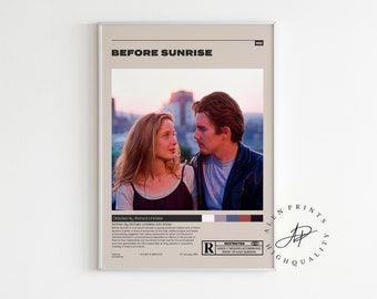 Before Sunrise Poster, Richard Linklater, Minimalist Movie Poster, Vintage Retro Art Print, Wall Art Print, Home decor, Mid century modern
