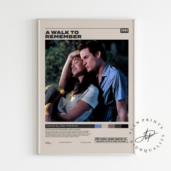 A Walk to Remember, Adam Shankman ,Minimalist Movie Poster, Vintage Retro Art Print, Wall Art Print, Mid century modern, Home Decor