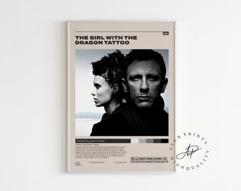 The Girl with the Dragon Tattoo Poster,  David Fincher ,Minimalist Movie Poster, Vintage Retro Art Print, Wall Art Print, Mid century modern