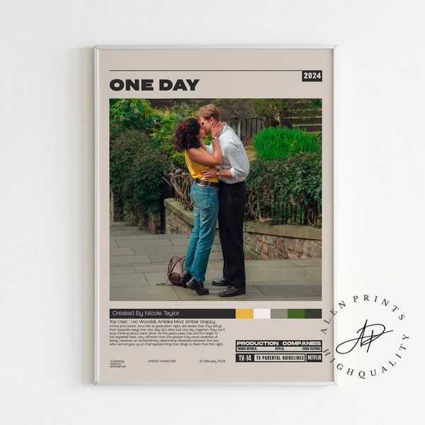 One Day Poster, Retro Movie Print, Minimalist Movie Poster, Vintage Retro Art Print, Wall Art Print, Home decor, Mid century modern