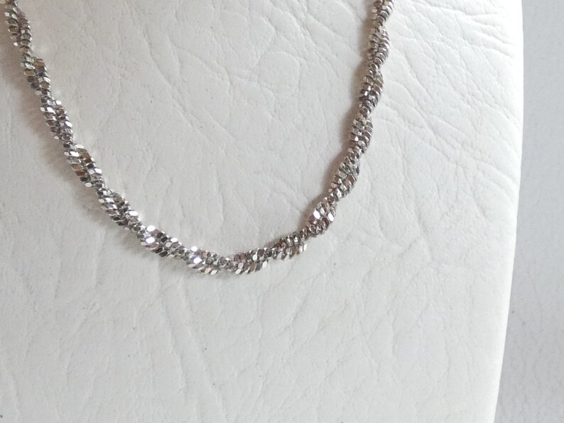 Vintage Sterling Silver Curb Twist Link Necklace Chain Long Etsy