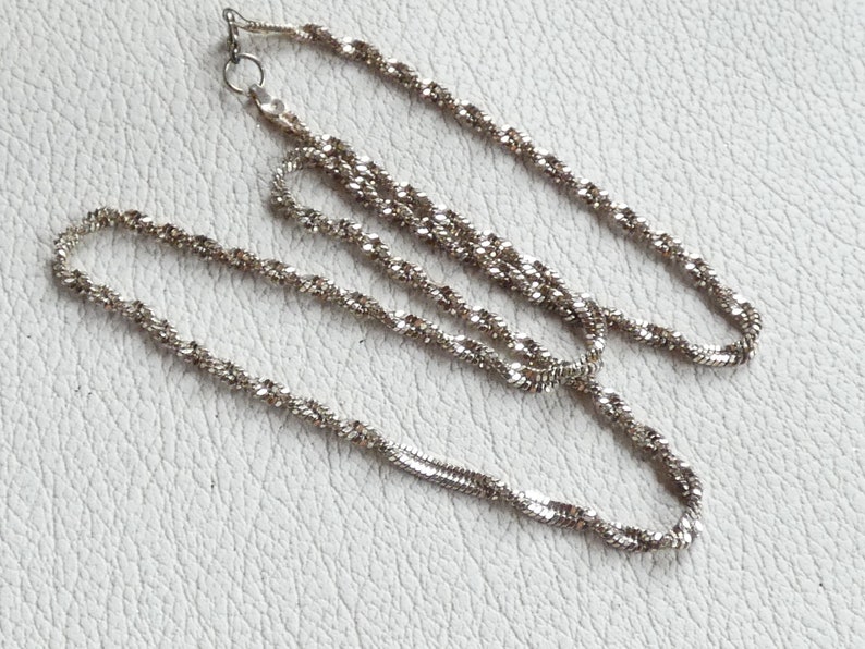 Vintage Sterling Silver Curb Twist Link Necklace Chain Long Etsy