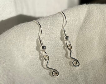 Handmade silver plated wire spiral earrings | unique one of a kind shop small jewellery | quirky cute gift christmas present for him her