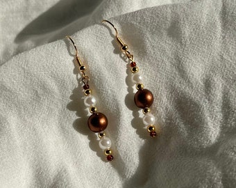 Handmade faux pearl upcycled earrings | unique one of a kind shop small jewellery | quirky cute gift christmas present for him her