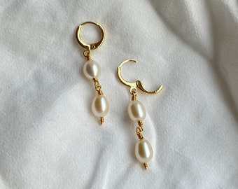 Renaissance Freshwater Rice Pearl handmade earrings | unique one of a kind jewellery | quirky cute gift christmas present for him her