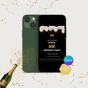 30th birthday invitation, 30th birthday electronic invite, digital 30th birthday invitation, thirtieth digital invite