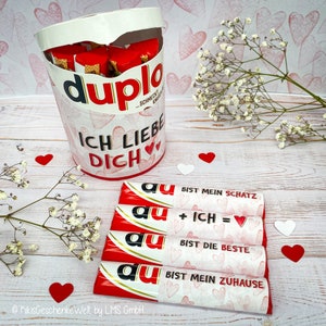Fascette Duplo da scaricare, confezione regalo Duplo, regalo personale, San Valentino, anniversario, compleanno, partner, partner