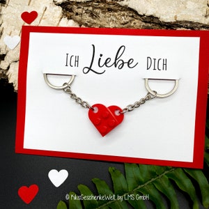 Herz Schlüsselanhänger, 2-teilig, Valentinstag, Geschenk, Freundschaft, Lego