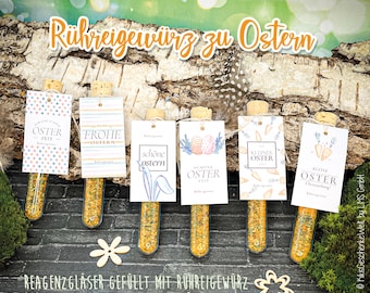 Rühreigewürz Ostergeschenk, Mitbringsel, Ostern-Mitbringsel - Reagenzgläser gefüllt mit Gewürz und stilvoller Anhänger *VERSAND HEUTE*