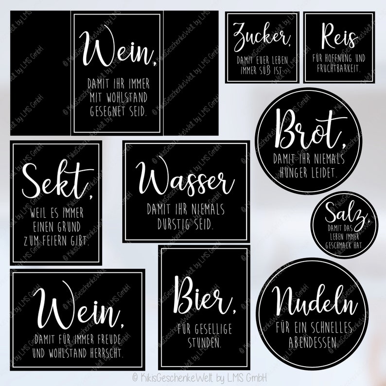 Housewarming gift, gift for moving, bread and salt, topping out ceremony, inauguration of new home, labels, EUCH XXL set, PDF for DOWNLOAD image 2