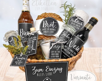 Housewarming gift, gift for moving, bread and salt, topping out ceremony, inauguration of new home, labels, EUCH XXL set, PDF for DOWNLOAD