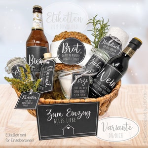 Housewarming gift, gift for moving, bread and salt, topping out ceremony, inauguration of new home, labels, DU XXL set, for DOWNLOAD