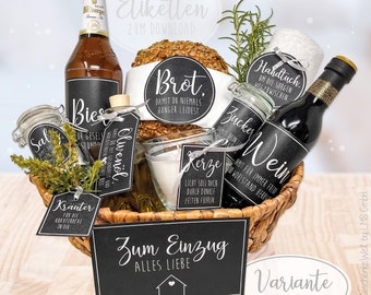 Housewarming gift, gift for moving, bread and salt, topping out ceremony, inauguration of new home, labels, DU XXL set, for DOWNLOAD