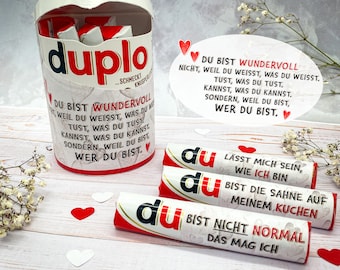 Duplo Banderolen zum Download, Duplo Geschenkbox, persönliches Geschenk, Freundin, Freund, Geburtstag, Partner, Partnerin, Mama, Papa