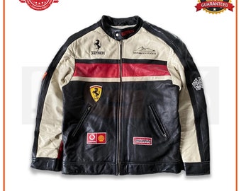 Men-women Ferrari Black & Red F1 Racing Jacket Leather Jacket - Etsy