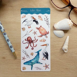 Meerestiere Aquarell Vinyl Sticker | marine Kunst | Planner Sticker | Einklebeband | Journaling | dekorativ | papierbasteln | Buckel
