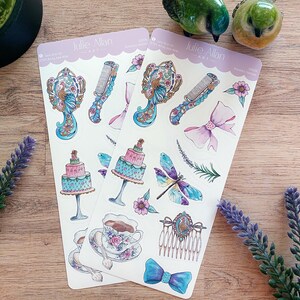 Feuille d'autocollants à l'aquarelle et à l'encre Romantic Notions | Agenda | Scrapbooking | Journalisation | Décoratif | Créations en papier | Victorien | Féminin