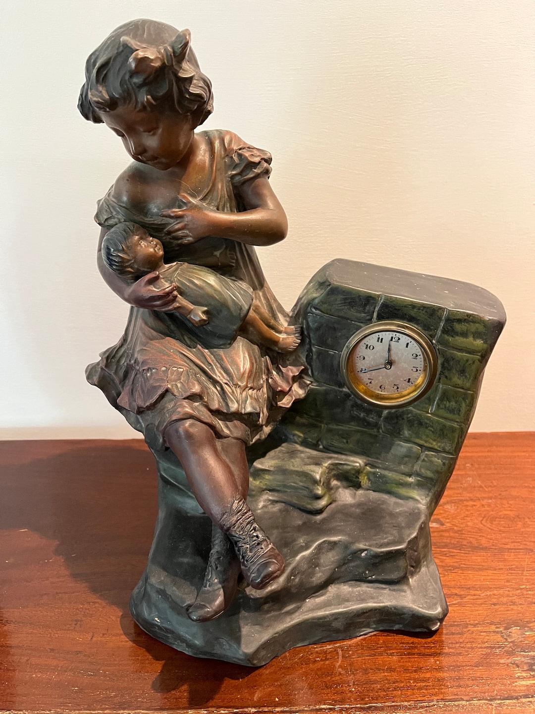 Liberty Art Decó Clock With Glazed Majolica Sculpture Etsy