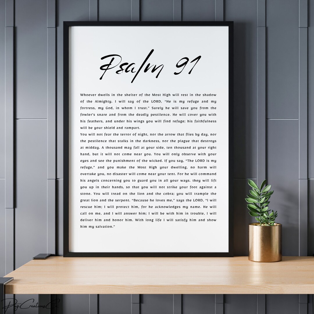 Psalm 91 Wall Art Bible Verse Print Modern Christian Poster Etsy